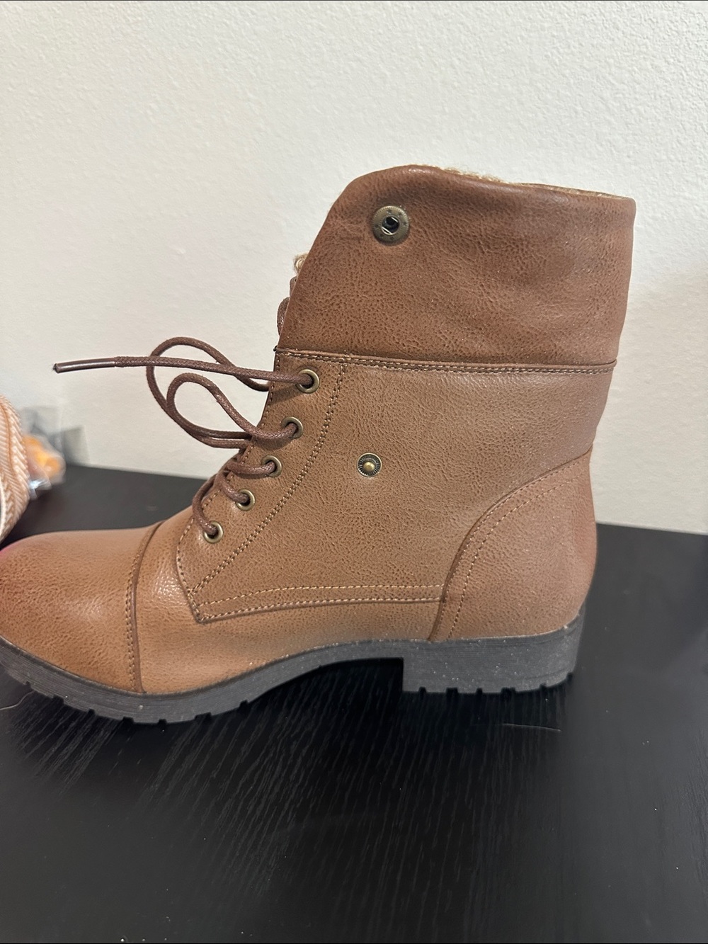 Women’s Brown Lace-Up Ankle Boots with Chunky Tread